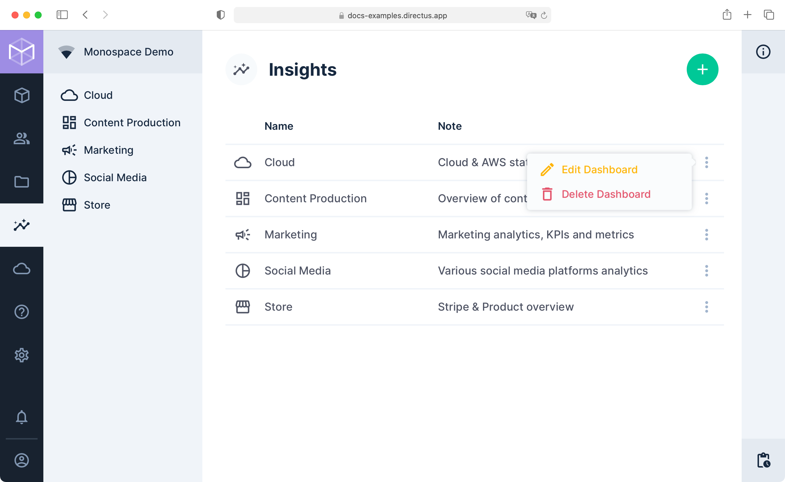 How to Add, Edit and Delete Dashboards in Directus Insights