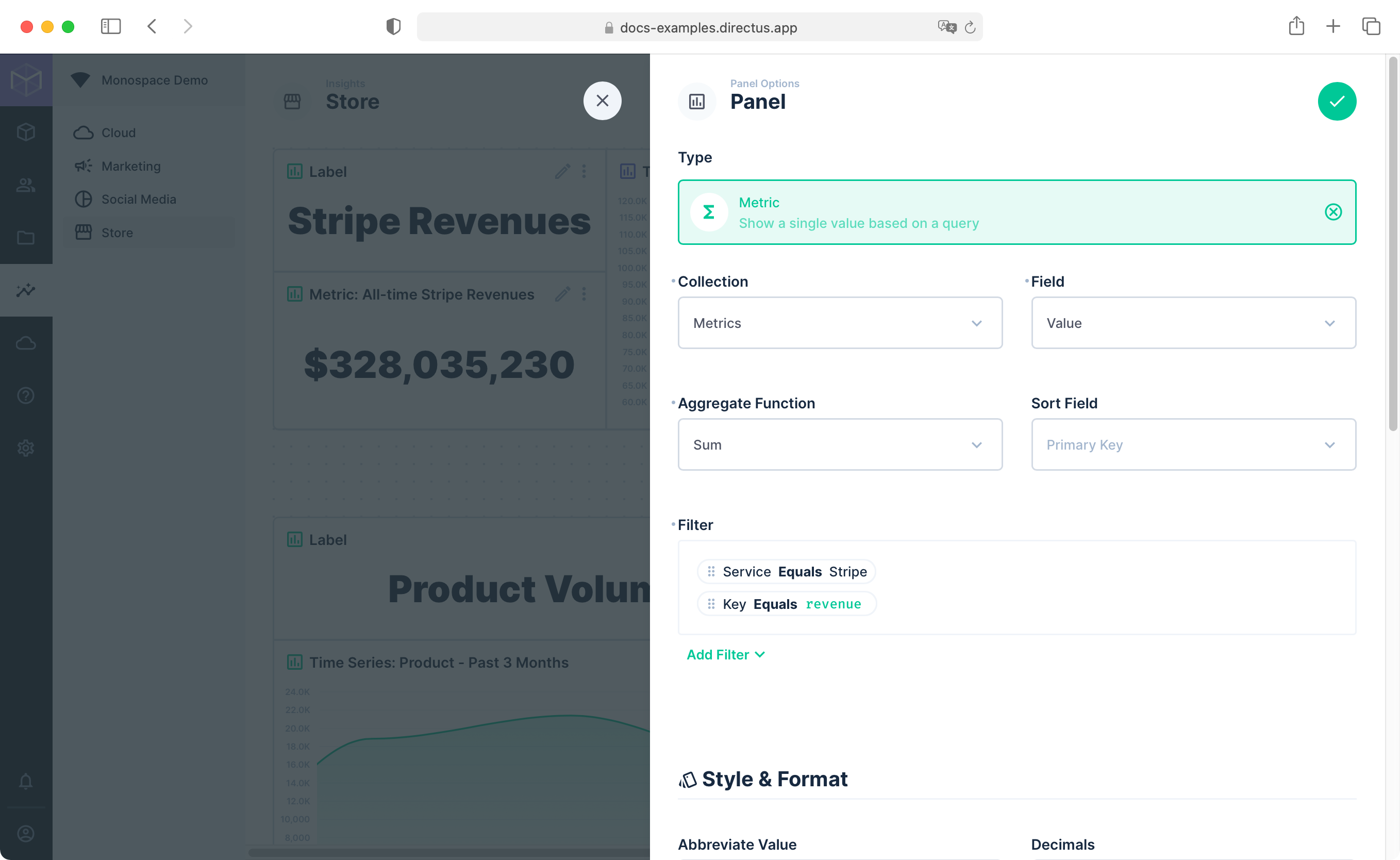 Metrics Panel Options