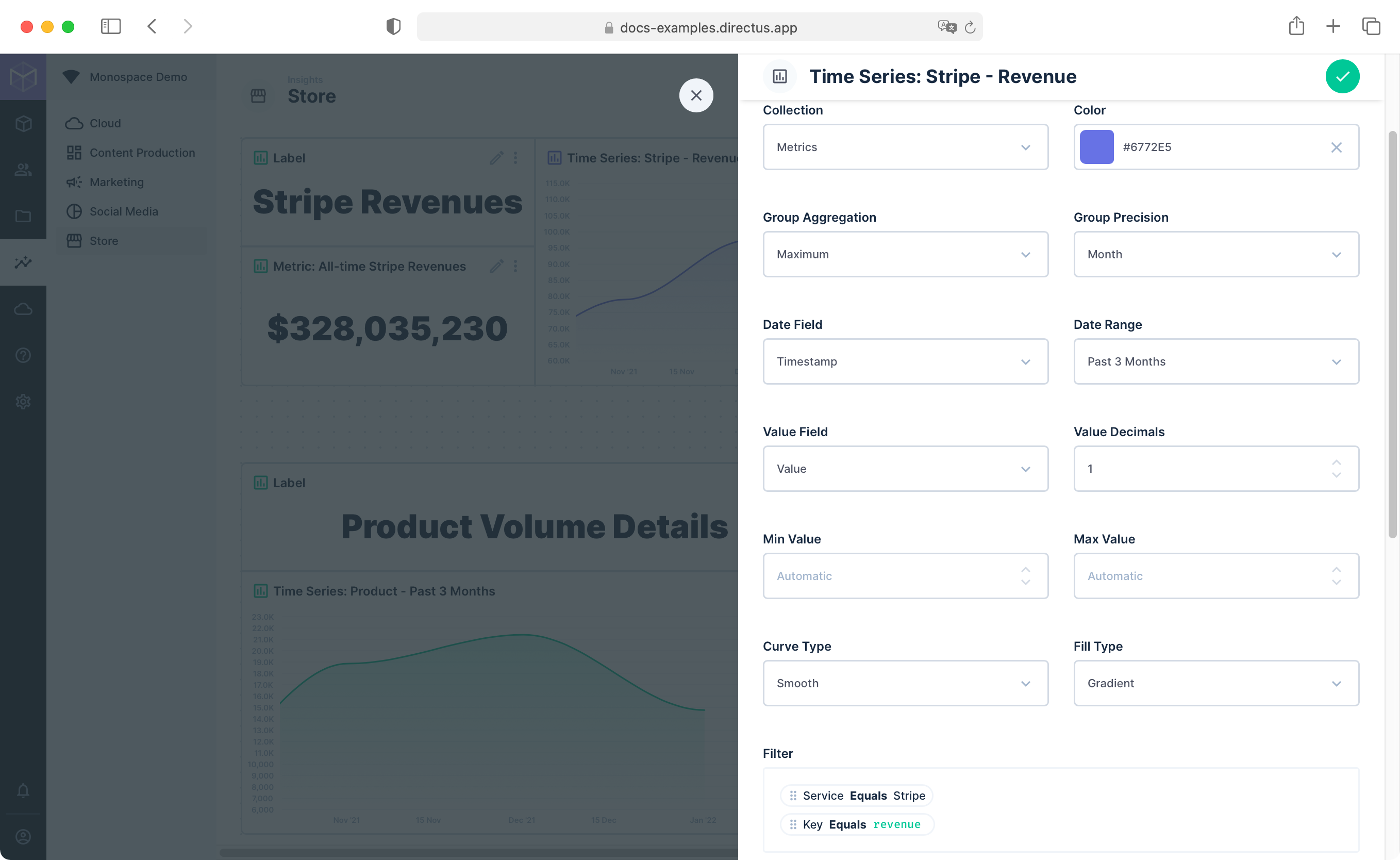 Time Series Panel Options