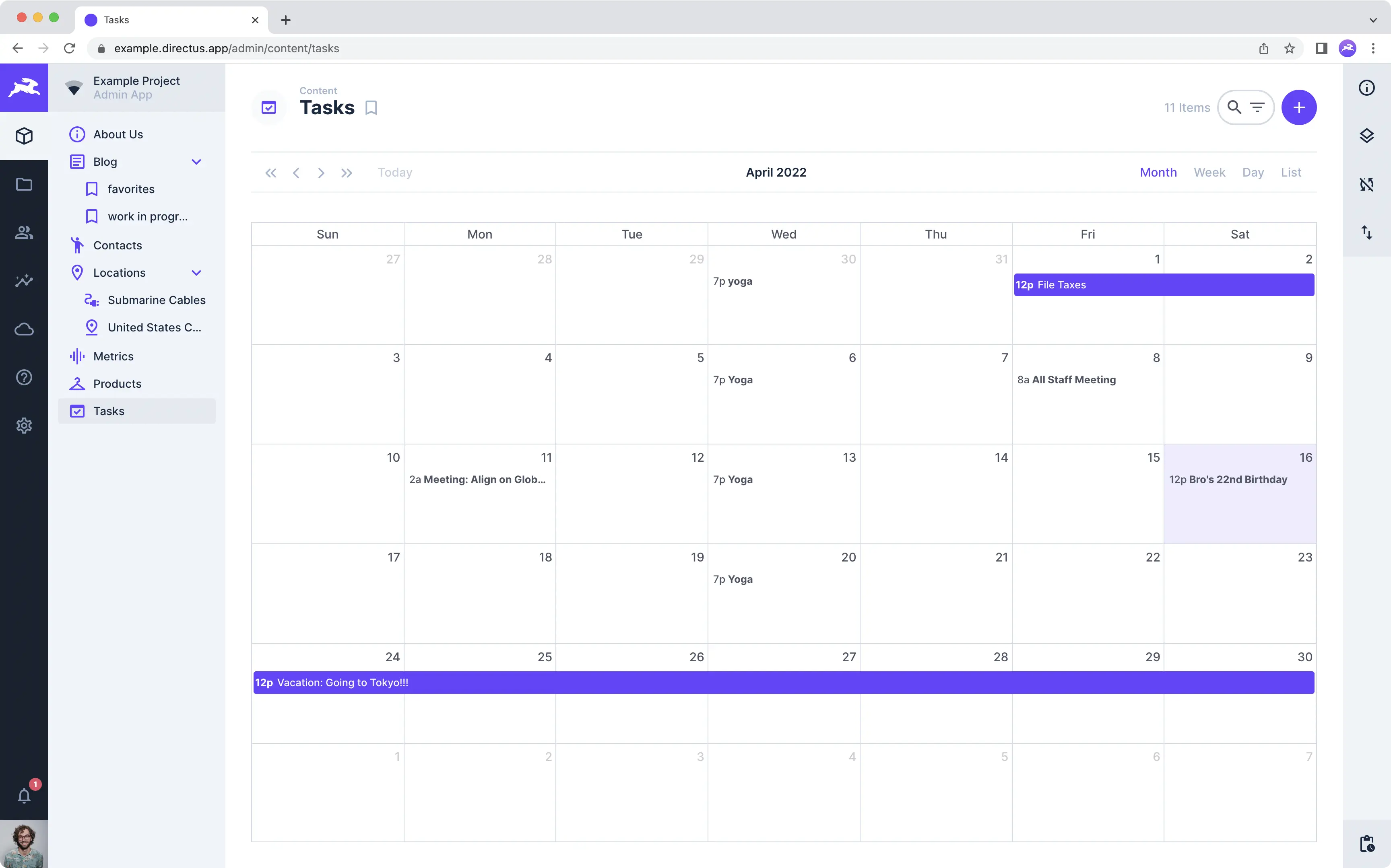 Calendar Layout